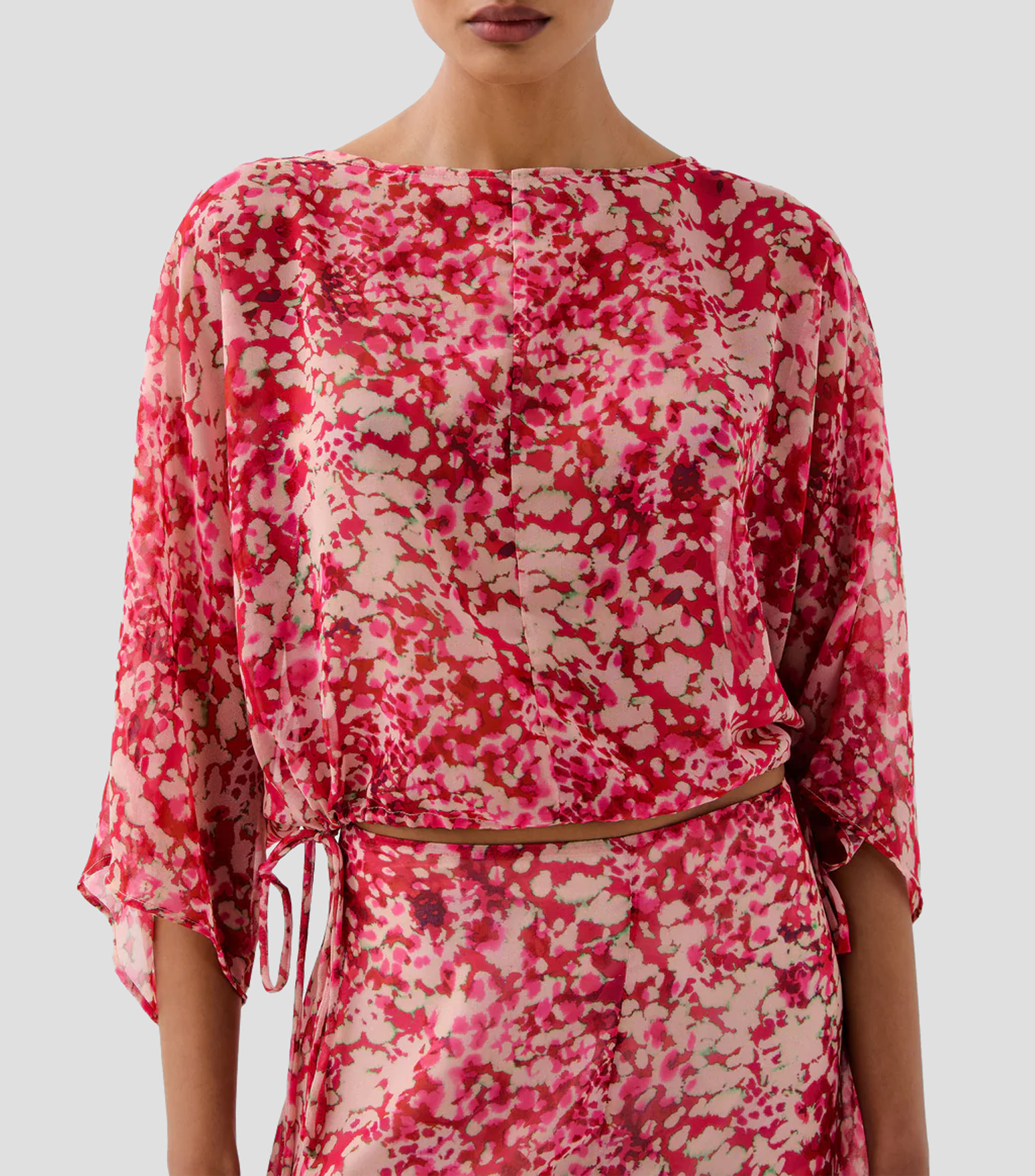 Blusa con estampado manga larga Mujer